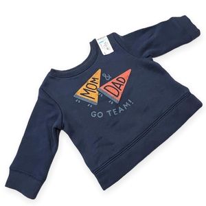 Jumping Beans Newborn Navy Blue w/ Mom & Dad Pennants & Go Team! Sweatshirt NWT